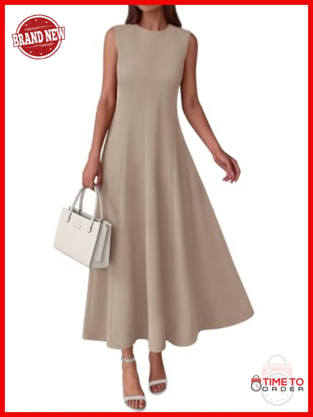 PRETTYGARDEN Womens Sleeveless Maxi Dress Cotton Blend Pockets High Waist